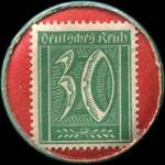 Timbre-monnaie S. Hergershausen à Duisburg - 30 pfennig vert sur fond rouge - revers