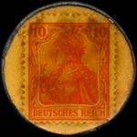 Timbre-monnaie Schuhhaus Heuss à Stuttgart - 10 pfennig orange sur fond jaune - revers