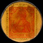 Timbre de 10 pfennig orange sur fond jaune