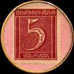 Timbre-monnaie Himmelmann-Pothmann à Elberfeld - 5 pfennig bordeaux sur fond rose - revers
