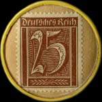 Timbre de 25 pfennig marron sur fond brun