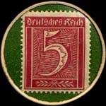 Timbre-monnaie C.Hohnrath u. Co - Dortmund - 5 pfennig bordeaux sur fond vert - revers