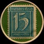 Timbre-monnaie C.Hohnrath u. Co - Dortmund - 15 pfennig bleu-vert sur fond vert - revers