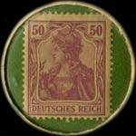 Timbre de 50 pfennig violet sur fond vert
