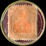 Timbre de 10 pfennig orange sur fond grenat