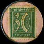 Timbre de 30 pfennig vert sur fond rose