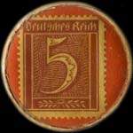 Timbre-monnaie Hüllstrung & Co à Dortmund - 5 pfennig bordeaux sur fond rouge - revers