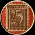 Timbre de 25 pfennig marron sur fond rouge