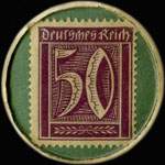 Timbre de 50 pfennig violet sur fond vert