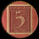 Timbre de 5 pfennig bordeaux sur fond parme