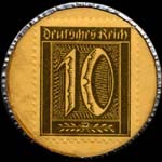 Timbre-monnaie Ernst Kamloth - Gera - 10 pfennig olive sur fond jaune - revers