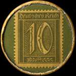 Timbre-monnaie Modehaus Geschw. Kaufmann à Duisburg-Meiderich - 10 pfennig olive sur fond vert - revers