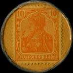 Timbre de 10 pfennig orange sur fond jaune