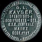 Timbre-monnaie G. L. Kayser � Mainz - 10 pfennig orange sur fond gris-bleu - avers