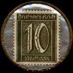 Timbre de 10 pfennig olive sur fond gris