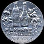 Timbre-monnaie E.L.Kempe & Co � Oppach i/S. - 10 pfennig olive sur fond rouge - avers