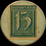Timbre-monnaie Kiel - Schloss - 15 pfennig bleu-vert sur fond vert - revers