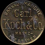 Timbre-monnaie Carl Koch & Co à Mainz et Wiesbaden - 10 pfennig sur fond bleu-gris - avers