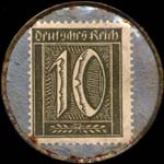 Timbre-monnaie Carl Koch & Co à Mainz et Wiesbaden - 10 pfennig sur fond bleu-gris - revers