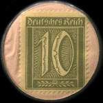 Timbre de 10 pfennig olive sur fond rose