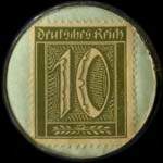 Timbre de 10 pfennig olive sur fond vert