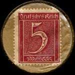 Timbre de 5 pfennig bordeaux sur fond brun