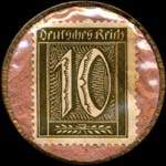 Timbre de 10 pfennig olive sur fond rose