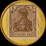 Timbre de 5 pfennig brun sur fond jaune