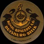 Timbre-monnaie König Brauerei - Duisburg type 1 - 5 pfennig bordeaux sur fond vert - avers