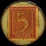 Timbre-monnaie König Brauerei - Duisburg type 1 - 5 pfennig bordeaux sur fond vert - revers
