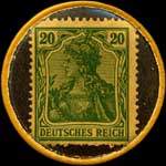 Timbre-monnaie Königsbacher-Bräu - Coblenz - 20 pfennig vert sur fond bleu-noir - revers