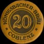 Timbre-monnaie Königsbacher-Bräu - Coblenz - 20 pfennig vert sur fond vert - avers