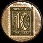 Timbre de 10 pfennig olive sur fond brun