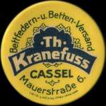 Timbre-monnaie Th.Kranefuss � Cassel - 10 pfennig olive sur fond rouge - avers