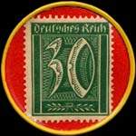 Timbre-monnaie Th.Kranefuss à Cassel - 30 pfennig vert sur fond rouge - revers