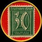 Timbre de 30 pfennig vert sur fond rouge