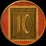 Timbre-monnaie Leo Kropp - Düsseldorf - 10 pfennig olive sur fond rose - revers