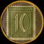Timbre-monnaie Leo Kropp - Düsseldorf - 10 pfennig olive sur fond vert - revers