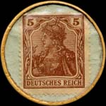 Timbre de 5 pfennig brun sur fond vert