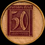 Timbre de 50 pfennig lilas sur fond beige