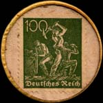Timbre de 100 pfennig vert sur fond beige