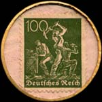 Timbre de 100 pfennig vert sur fond beige