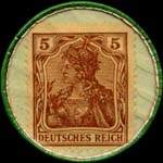 Timbre de 5 pfennig brun sur fond vert