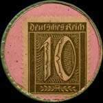 Timbre-monnaie Kümpers Edelliköre à Rheine - 10 pfennig olive sur fond rose - revers