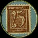 Timbre de 25 pfennig brun sur fond bleu-vert