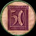 Timbre de 50 pfennig violet sur fond rose