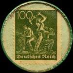 Timbre de 100 pfennig vert sur fond vert