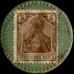 Timbre de 5 pfennig brun sur carton vert