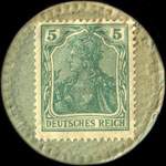 Timbre de 5 pfennig vert sur carton vert