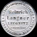 Timbre-monnaie 5 pfennig lie-de-vin sur fond bleu émis par Heinrich Langner à Liegnitz en Allemagne - avers